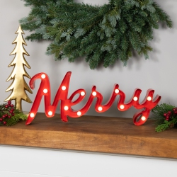 NORTHLIGHT Lighted "merry" Christmas Decoration - 20.5