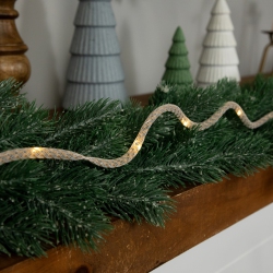 NORTHLIGHT Pre-Lit Battery Operated Rope Christmas Garland - 6.75' X .25" - Warm Lights In White