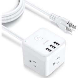 BULL Corded Power Strip, 20W Dc Output Surge Protector Power Bar, 5 Ft Extension Cord, 3 Outlets And USB A Power Delivery Charging for Home Office