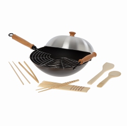 JOYCE CHEN 22-9938, Pro Chef 14 Inch 10 Piece Excalibur Non-Stick Wok Set