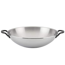 KITCHENAID - 5-Ply Clad Polished Stainless Steel Wok, Induction Cooktop Compatible (38Cm/15In)
