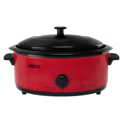 NESCO 4816-12 6-Quart Roaster Oven With Black Lid In Red