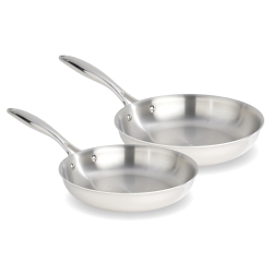 MEYER - 2-Piece Supersteel Tri-Ply Clad Stainless Steel Frying Pans, Induction Cooktop Compatible