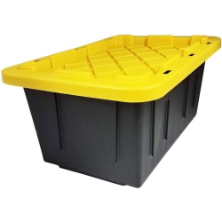 HOMZ Durabilt 27-Gallon Storage Tote With Flip Lid, Heavy Duty Storage Bin With Snap-On Lid And Yellow, 2 Pack In Black