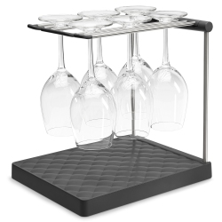 KOHLER Collapsible Wine Glass Holder Or Drying Rack. Collapsible to 1.25", Holds Up to 6 Glasses In Charcoal