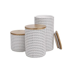 MIND READER 3-Piece Canister Set, Sugar Container, Coffee Storage, Lids, Kitchen, Ceramic, 10Lx10Wx17.8Hcm And .. In Black