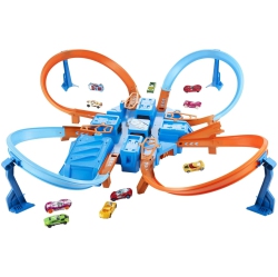 HOT WHEELS Toy Car Track Set, Criss Cross Crash With 1:64 Scale Vehicle, Powered By A Motorized Booster
