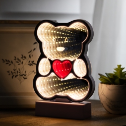 NORTHLIGHT Led Lighted 3D Teddy Bear With Heart Infinity Mirror - 8