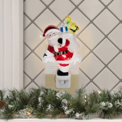 NORTHLIGHT Glittered Santa Climbing Chimney Christmas Night Light - 6.25