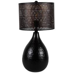 NORTHLIGHT Teardrop Iron Table Lamp With Laser-Cut Shade - 20" - And Copper In Black
