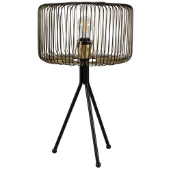 NORTHLIGHT Iron Table Lamp With Wire Cylinder Shade - 19.5" - And Gold In Black