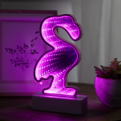 NORTHLIGHT Led Lighted 3D Flamingo Infinity Mirror - 8