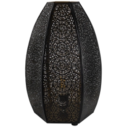 NORTHLIGHT Laser-Cut Moroccan-Style Mandalas Iron Table Lamp - 15.75" - In Black