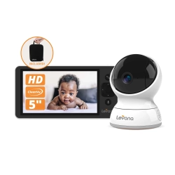 LEVANA Ella Video Baby Monitor, No Wifi, 720P HD Ptz Camera & 5” 720P HD Monitor, Up to 4 Days Battery, Up to 1000Ft. Range Two-Way Talk & Night