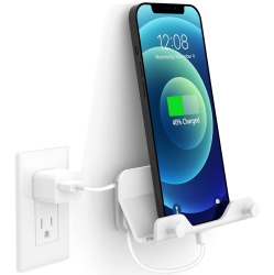 NONE Wall Mount Phone Holder, Hands Free Wall Mount Phone Holder \w Adhesive Strip Wall Mount Phone Holder for Bedroom Living Room Kitchen Compatible