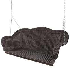 NORTHLIGHT Hand Woven Resin Wicker Porch Swing - In Dark Brown