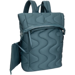 JOAN & DAVID 18 Inch Puffer Nylon Wave Quilted Workbook Foldover Backpack - Spruce