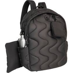 JOAN & DAVID 18 Inch Puffer Nylon Wave Quilted Workbook Backpack - In Black