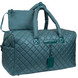 JOAN & DAVID 22 Inch Diamond Quilted Puffer Nylon Duffle Bag - Spruce