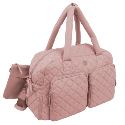 JOAN & DAVID 22 Inch Diamond Quilted Nylon Travel Duffle Bag - Blush