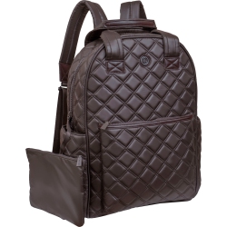 JOAN & DAVID 18 Inch Diamond Quilted Puffer Nylon Workbook Backpack - Chocolate
