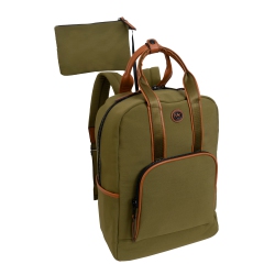 JOAN & DAVID 18 Inch Sport Nylon Workbook Backpack With Padded Laptop Sleeve - Olive