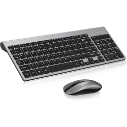 VECELOLIBILIS Wireless Keyboard Mouse Combo, Compact Full Size Wireless Keyboard And Mouse 2.6G Ultra-Thin for Computer, Desktop, Windows, PC In Gray