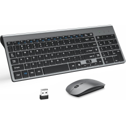 VECELOLIBILIS Wireless Keyboard And Mouse, 2.4G USB Quiet Compact Scissor Switch Keyboard Mice Set With Cover, for Laptop/pc/window, Gray In Black