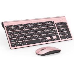 VECELOLIBILIS Wireless Keyboard And Mouse Combo, 2.4G Silent Compact USB Mouse And Scissor Switch Keyboard Set, for PC/laptop/windows/mac, Rose Gold