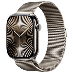 Apple Watch Series 10 (Gps + Cellulaire) Avec Boîtier De 46 Mm En Titane Naturel Et Bracelet Milanais Naturel Par Rogers - P/m - Financement Mensuel