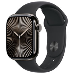 Rogers Apple Watch Series 10 (GPS + Cellular) 42mm Slate Titanium Case with Black Sport Band - S/M - Monthly Financing
