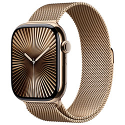Apple Watch Series 10 (Gps + Cellulaire) Avec Boîtier De 46 Mm En Titane Doré Et Bracelet Milanais Doré Par Rogers - M/g - Financement Mensuel