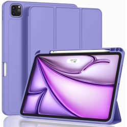 CSMART [Cs] Slim Magnetic Smart Cover Stand Case & Pencil Holder for Apple Ipad Pro 13" 2024 In Purple