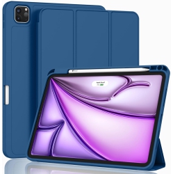 CSMART [Cs] Slim Magnetic Smart Cover Stand Case & Pencil Holder for Apple Ipad Pro 11" 2024 In Navy