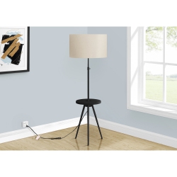 MONARCH SPECIALTIES I 9745 - Lighting, Floor Lamp, 63"h Metal, Ivory / Cream Shade, Contemporary In Black