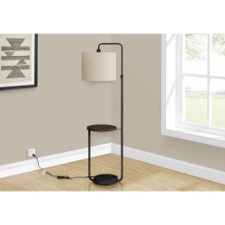 MONARCH SPECIALTIES I 9753 - Lighting, 67"h, Floor Lamp, USB Port Included Metal, Ivory / Cream Shade, Contemporary In Black