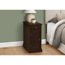 MONARCH SPECIALTIES I 3964 - Accent Table, End, Side Table, Nightstand, Narrow, Bedroom, Lamp, Storage Drawer Veneer, Traditional In Brown