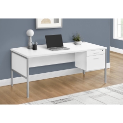 MONARCH SPECIALTIES I 7725 - Computer Desk, 72"l, Home Office, Work, Laptop, Commercial Grade, File Storage Drawer Laminate, Silver Metal