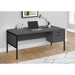 MONARCH SPECIALTIES I 7730 - Computer Desk, 72"l, Home Office, Work, Laptop, Commercial Grade, File Storage Drawer, Grey Laminate Metal