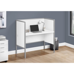 MONARCH SPECIALTIES I 7729 - Office Cubicle, 48"l, Desk, Work, Commercial Grade Laminate, Silver Metal, Contemporary, Modern In White