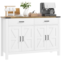 HOMCOM Sideboard Buffet Cabinet, 47" Kitchen Storage Cabinet \w 2 Drawers And Adjustable Shelves, Farmhouse Sideboard for Living Room, Dining Room