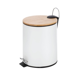 JESSAR - Pedal Bin With Bamboo Lid, 5 Liter Capacity In White
