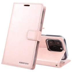 GOOSPERY Topsave Bluemoon Card Slot W/magnetic Clip Leather Folio Wallet Flip for Iphone 16 Pro Max (6.9"), Rose In Gold