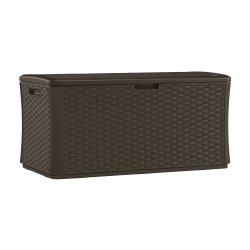 SUNCAST - 134 Gal. Extra Large Wicker Deck Box - Java