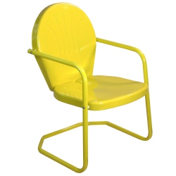 NORTHLIGHT 34-Inch Outdoor Retro Tulip Steel Armchair In Yellow