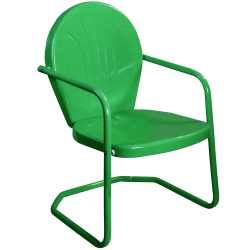 NORTHLIGHT 34-Inch Outdoor Retro Tulip Steel Armchair In Green