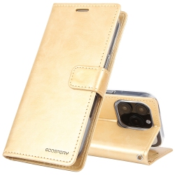 GOOSPERY Topsave Bluemoon Card Slot W/magnetic Clip Leather Folio Wallet Flip for Iphone 16 Pro Max (6.9") In Gold