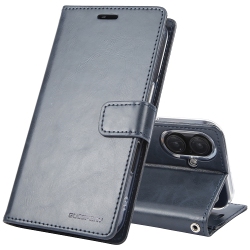 GOOSPERY Topsave Bluemoon Card Slot W/magnetic Clip Leather Folio Wallet Flip for Iphone 16 Plus (6.7") In Navy Blue