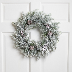 NORTHLIGHT Pine Cones And Berries Flocked Rosemary Artificial Christmas Wreath - 20" - Unlit
