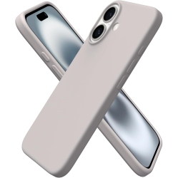 ORNARTO Compatible With Iphone 16 Case 6.1", Liquid Silicone 3 Layers Full Covered Soft Gel Rubber Phone Case, Shockproof Protective Cover-Stone